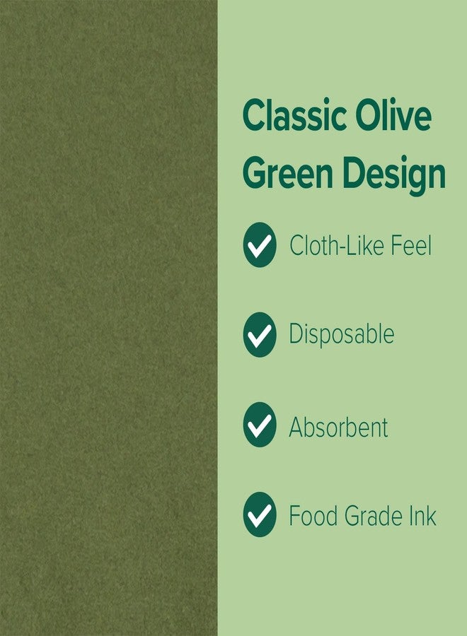 SimuLinen Olive Geen Disposable Paper Napkins, 3-Ply, 13in x 13in - 30 Pack - Simplicity Collection, Perfect for Birthday or Dessert Parties - Image 3