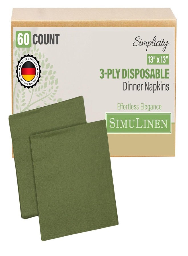 SimuLinen Olive Geen Disposable Paper Napkins, 3-Ply, 13in x 13in - 30 Pack - Simplicity Collection, Perfect for Birthday or Dessert Parties - Image 1