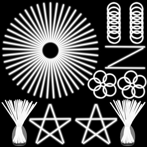 ILHSTY 100 pk Glow Sticks Bulk Party Favors and Decorations 8 Glow in the Dark Party Supplies For Halloween Neon Party Light up Glow sticks Necklaces Bracelets White100 - Image 1