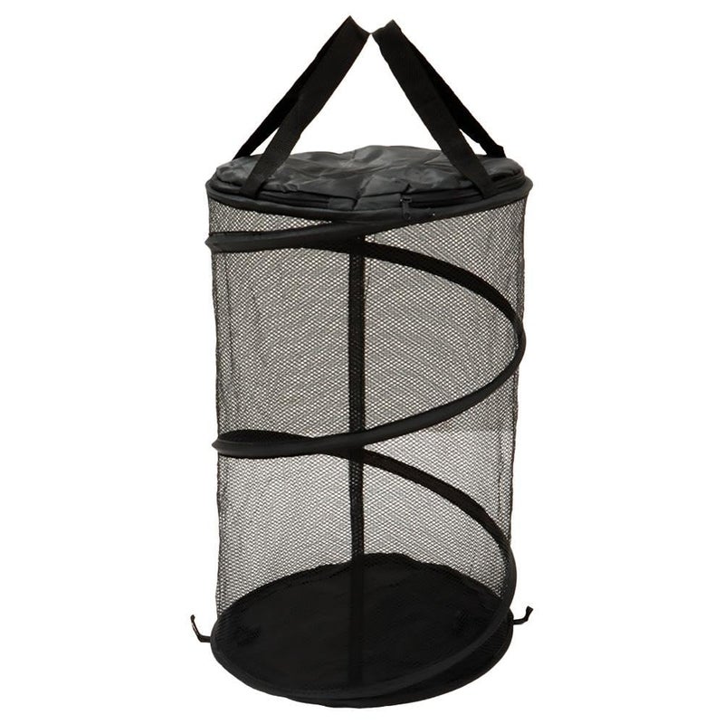 hobbyme 2PCS Large Collapsible Round Popup Laundry Hamper with Lid,Foldable Mesh Hamper with Reinforced Handles and Solid Bottom,White and Black Laundry Basket - Image 2