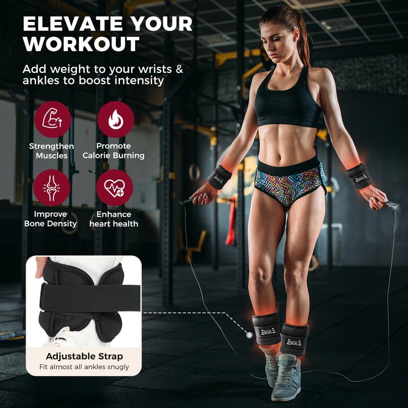 BAGAIL Ankle and Wrist Weights for Women & Men, 1 Pair 1/2/4/6/8/10 LBS Leg Weight with Sleek Design & Secure Fit, Arm Weighted Set for Walking, Running, Home Fitness & Physical Therapy - 10lb, Black - Image 4