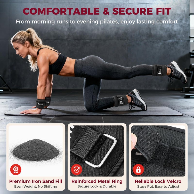 BAGAIL Ankle and Wrist Weights for Women & Men, 1 Pair 1/2/4/6/8/10 LBS Leg Weight with Sleek Design & Secure Fit, Arm Weighted Set for Walking, Running, Home Fitness & Physical Therapy - 10lb, Black - Image 2