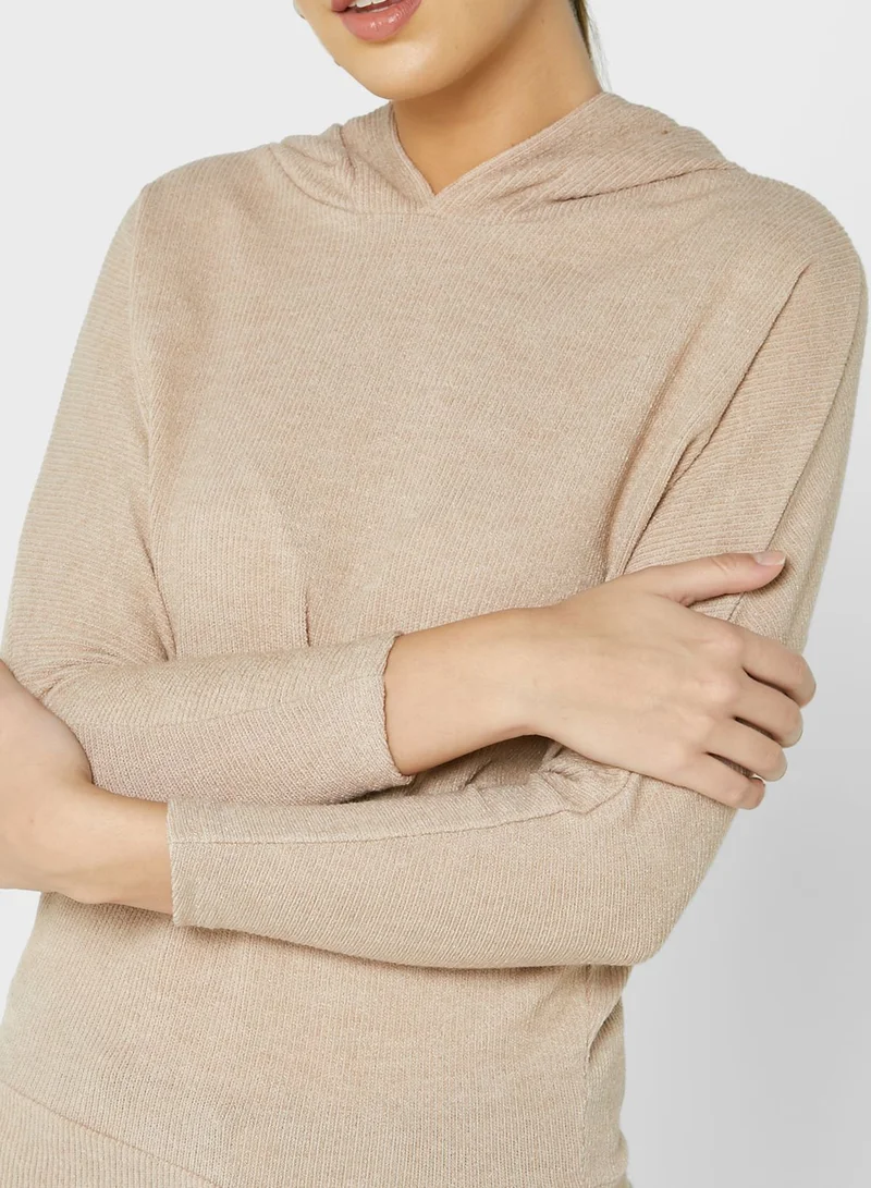 Ginger Longline Knitted Hoodie