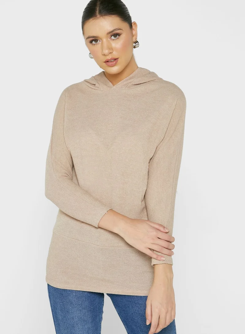 Ginger Longline Knitted Hoodie
