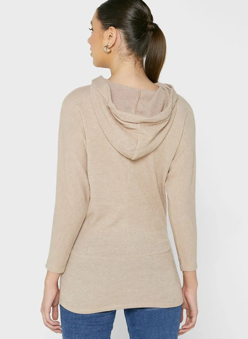 Ginger Longline Knitted Hoodie
