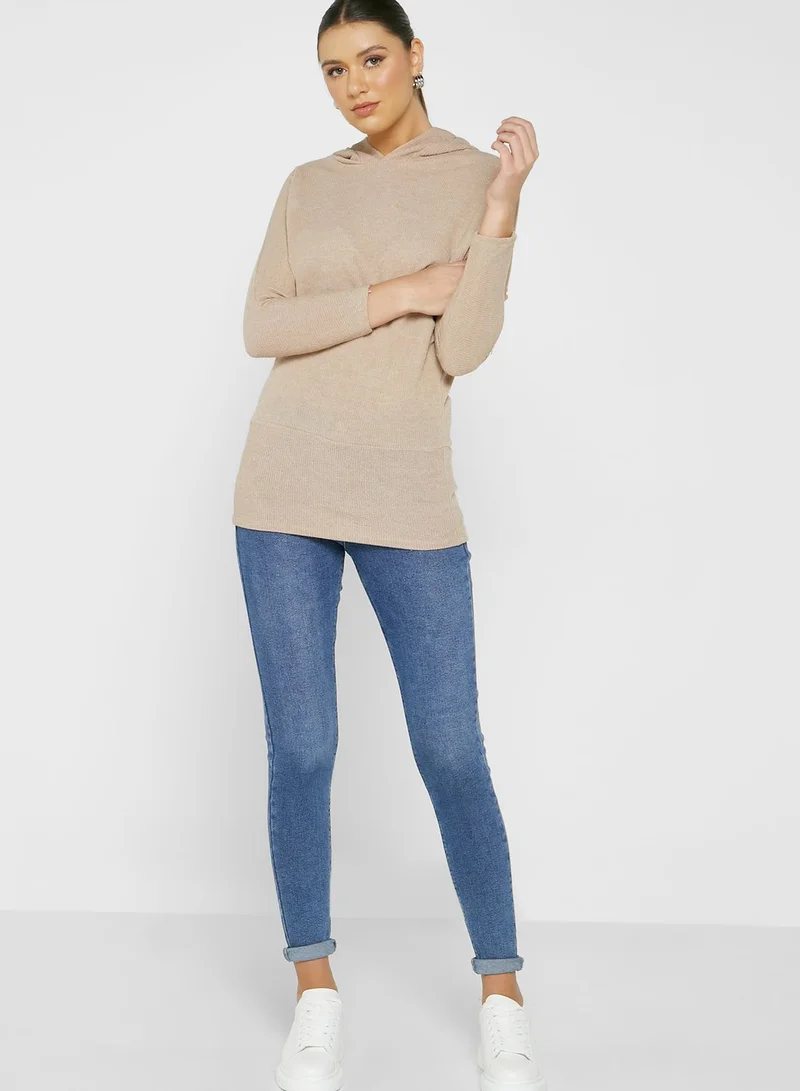 Ginger Longline Knitted Hoodie