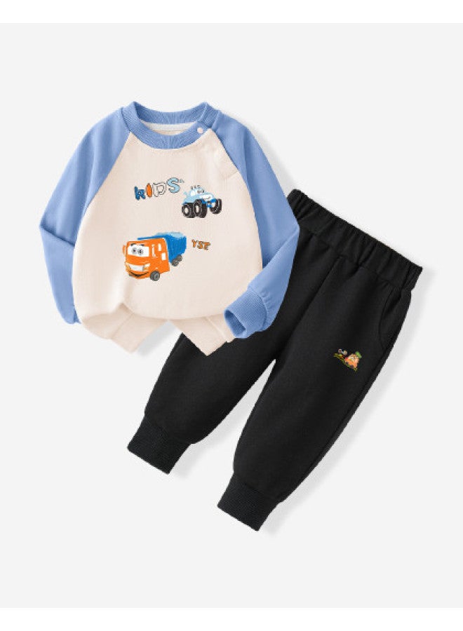 YISHUANGER Spring And Autumn Season Boys' Casual Set Infant And Toddler Fashion Hoodie And Sweatpants Versatile Long Sleeve Long Pants Kids Daily Car - Image 1