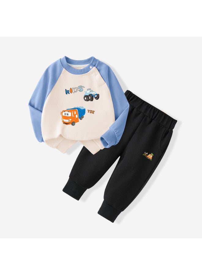 YISHUANGER Spring And Autumn Season Boys' Casual Set Infant And Toddler Fashion Hoodie And Sweatpants Versatile Long Sleeve Long Pants Kids Daily Car - Image 2