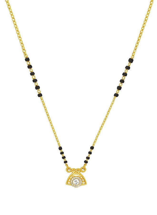 sweeply Elegant Mangalsutra with Black Beads & Round Stone Pendant for Women | Daily, Wear Traditional Jewelry, Best Birthday Gift, perfect for Anniversary gift, Mother's Day gift, Valentine Giftt, Gift for Diwali - Image 1