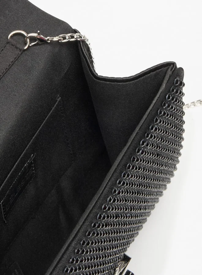 سيليست Embellished Clutch with Twist Clasp and Chain Strap