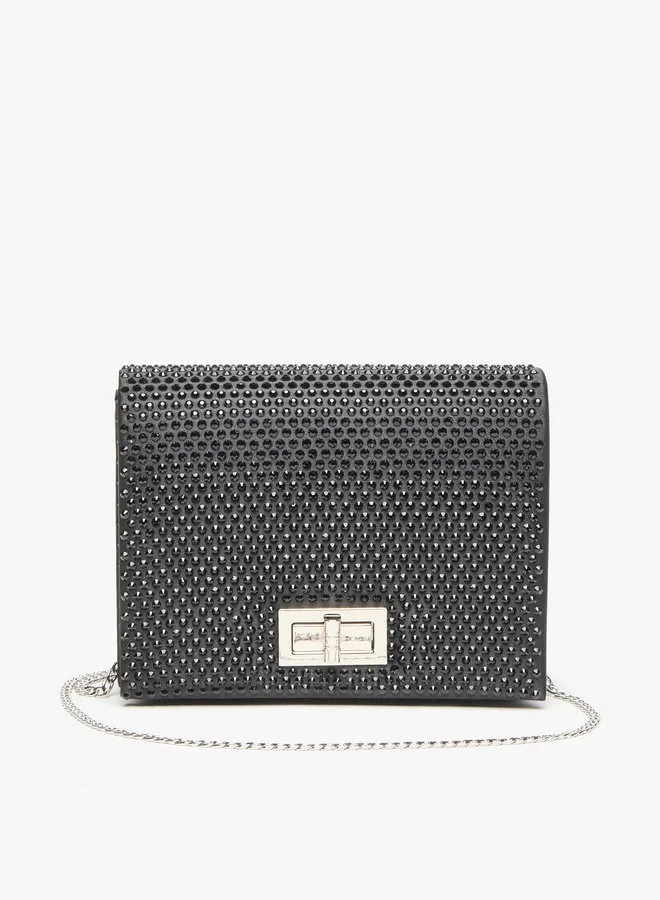 سيليست Embellished Clutch with Twist Clasp and Chain Strap
