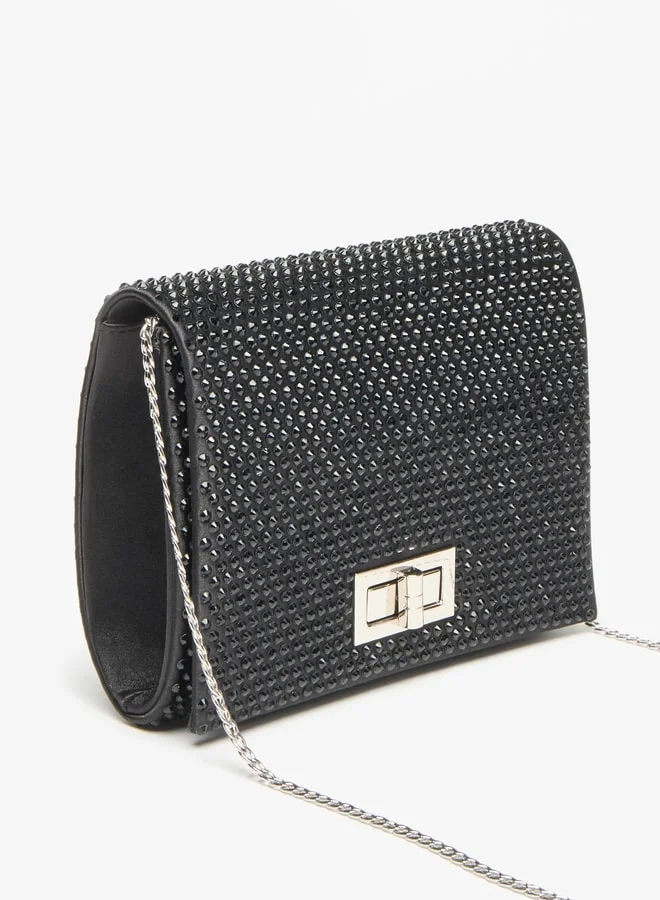 سيليست Embellished Clutch with Twist Clasp and Chain Strap