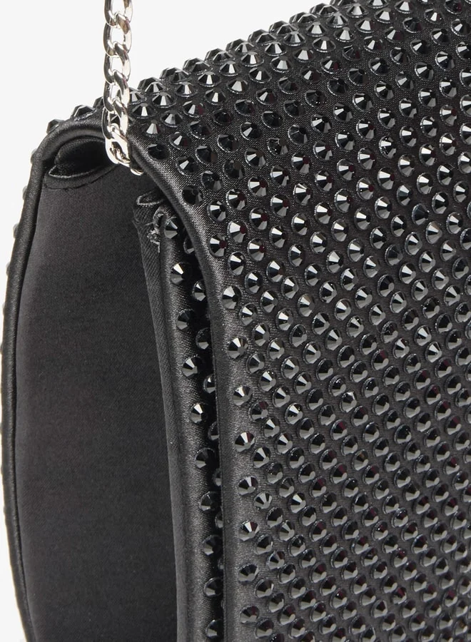 سيليست Embellished Clutch with Twist Clasp and Chain Strap