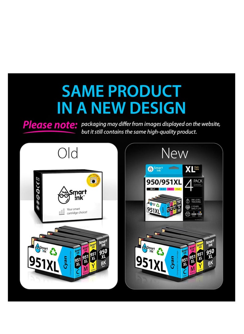 Smart Ink Compatible Ink Cartridges Replacement for HP 950XL 951XL 950 XL 951 XL 4 Combo Pack (1 Black & 1 Cyan 1 Magenta 1 Yellow) for HP Printer Officejet Pro 8600 plus 8610 8620 8100 8625 8630 8615 - Image 2