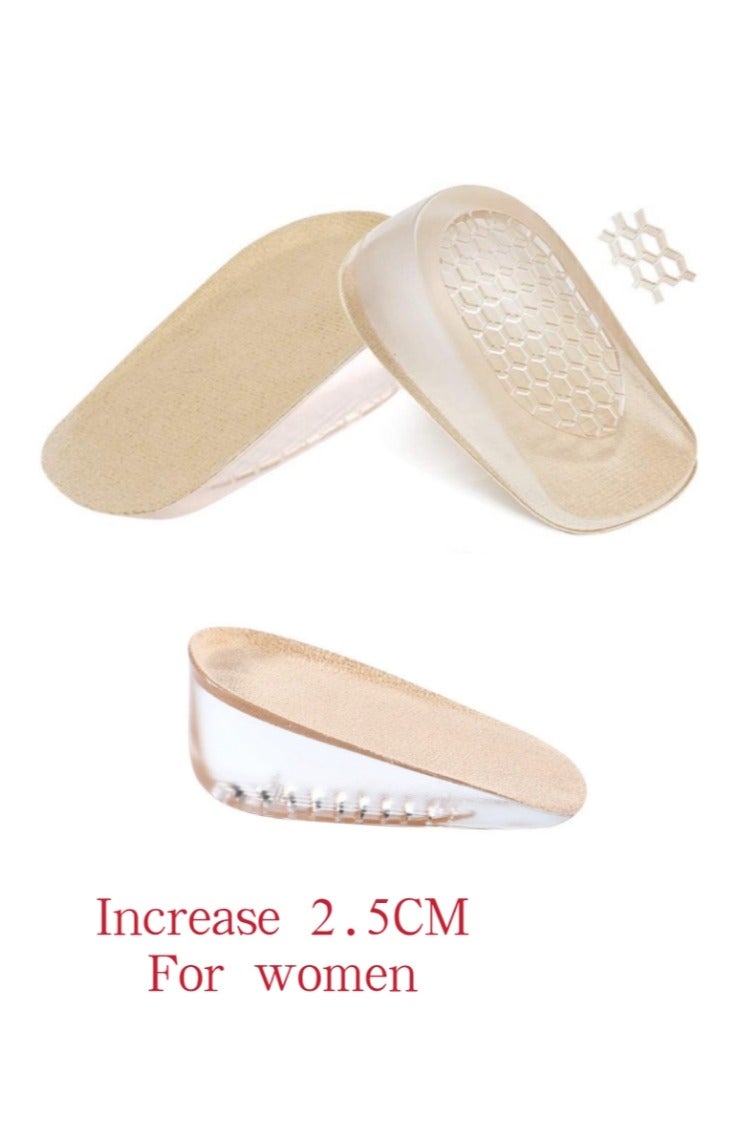 OASIS-TH Women 2.5CM Increased Shoe Insoles Height Increase Shoe Inserts, Inner Heightening Insole Silicone Socks Inner Invisible Heightening Pad Foot Pad Heel Pad Half Pad Anti-Wear Shock Absorption 1 Pair - Image 1
