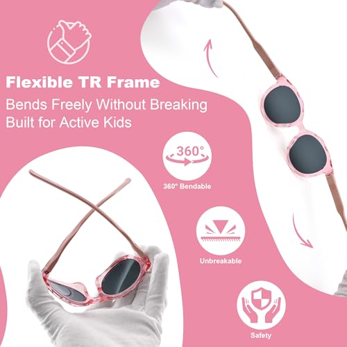 AZorb Kids Polarized Sunglasses for Girls and Boys, TR90 Flexible Round Sunglasses UV400 Outdoor Shades for Kids Ages 3–8 - Image 4