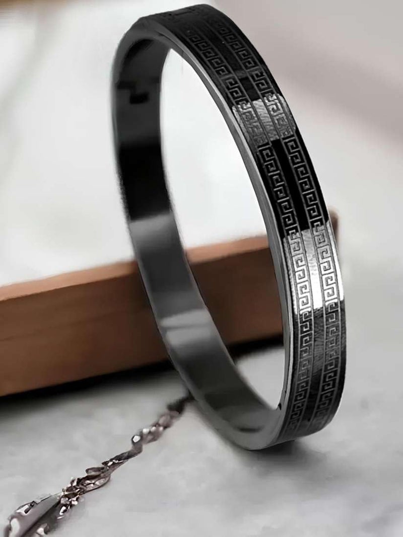 MEENAZ Bracelet for Man Black Stylish Boys brother boyfriend gents/Fashion Kada for men/Rakhi Bracelets for Men Metal/Stainless Steel Kada Hand Mens Kadas Bracelet valentine Gift open kada - Image 4