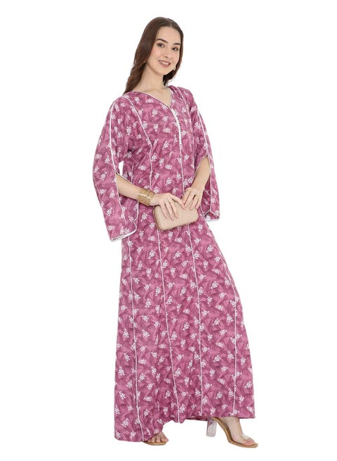UNIQUE PRINTED MODEST LONG SLEEVES ARABIC KAFTAN FARASHA JALABIYA DRESSES