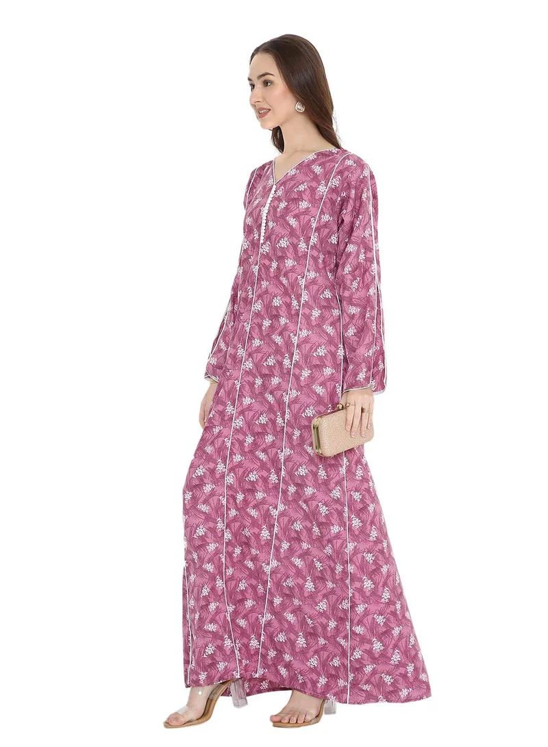 HANA & SARA UNIQUE PRINTED MODEST LONG SLEEVES ARABIC KAFTAN FARASHA JALABIYA DRESSES