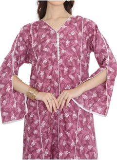 HANA & SARA UNIQUE PRINTED MODEST LONG SLEEVES ARABIC KAFTAN FARASHA JALABIYA DRESSES  - Image 3