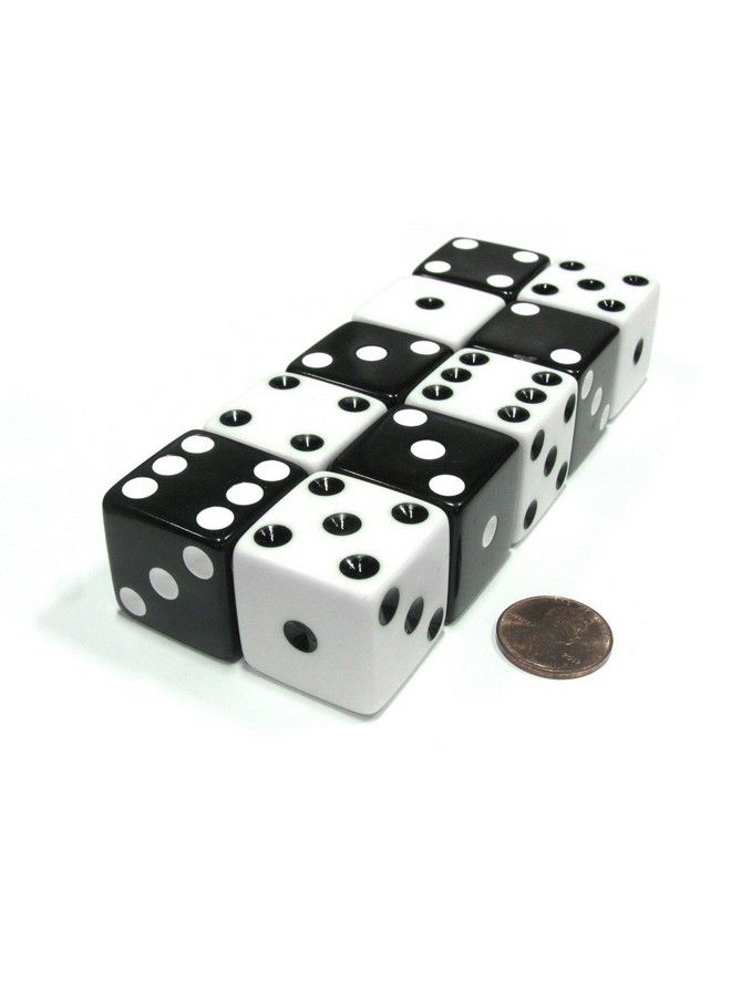 Koplow Games مجموعة من 10 نرد عكسي D6 بحجم 25 مم أوباك جامبو 5 كل من الأبيض والأسود - Image 1