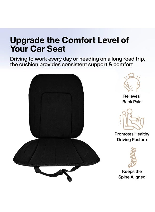 3XR Universal Car Seat Cushion with Back Support Full Seat & Back Cushion Pad Ergonomic Car Seat Comfort Cushion Adjustable Elastic Strap & Clip Back Pain Relief Seat Cushion for Cars, Trucks, Buses Black - Model 4905 - Image 4