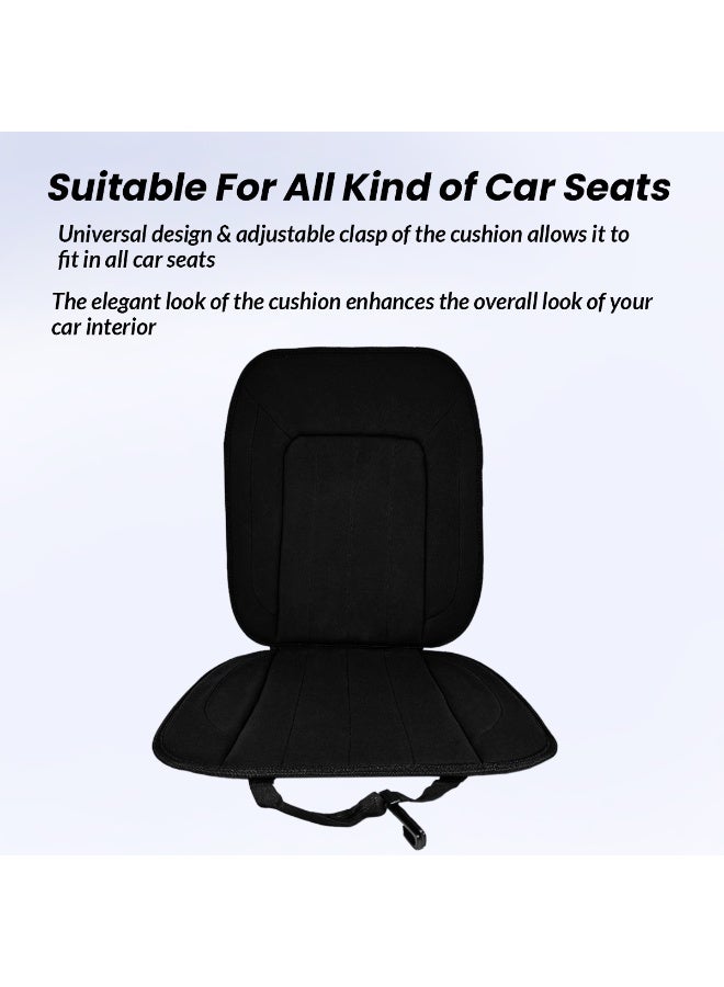 3XR Universal Car Seat Cushion with Back Support Full Seat & Back Cushion Pad Ergonomic Car Seat Comfort Cushion Adjustable Elastic Strap & Clip Back Pain Relief Seat Cushion for Cars, Trucks, Buses Black - Model 4905 - Image 3