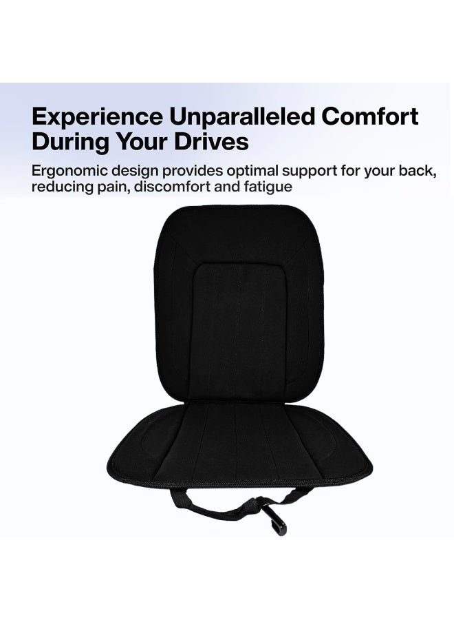 3XR Universal Car Seat Cushion with Back Support Full Seat & Back Cushion Pad Ergonomic Car Seat Comfort Cushion Adjustable Elastic Strap & Clip Back Pain Relief Seat Cushion for Cars, Trucks, Buses Black - Model 4905 - Image 5