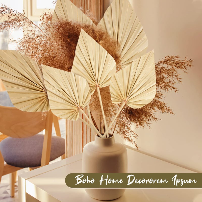 Chenkaiyang 10 Pcs Boho Dried Palm Spears Leaves Bulk  Small Natural Dried Real Palm Fans Dried Palm Leaves with Stem Dried Leaf Boho Home Decor for Vase Wedding Office Home(10 Pieces) - Image 2