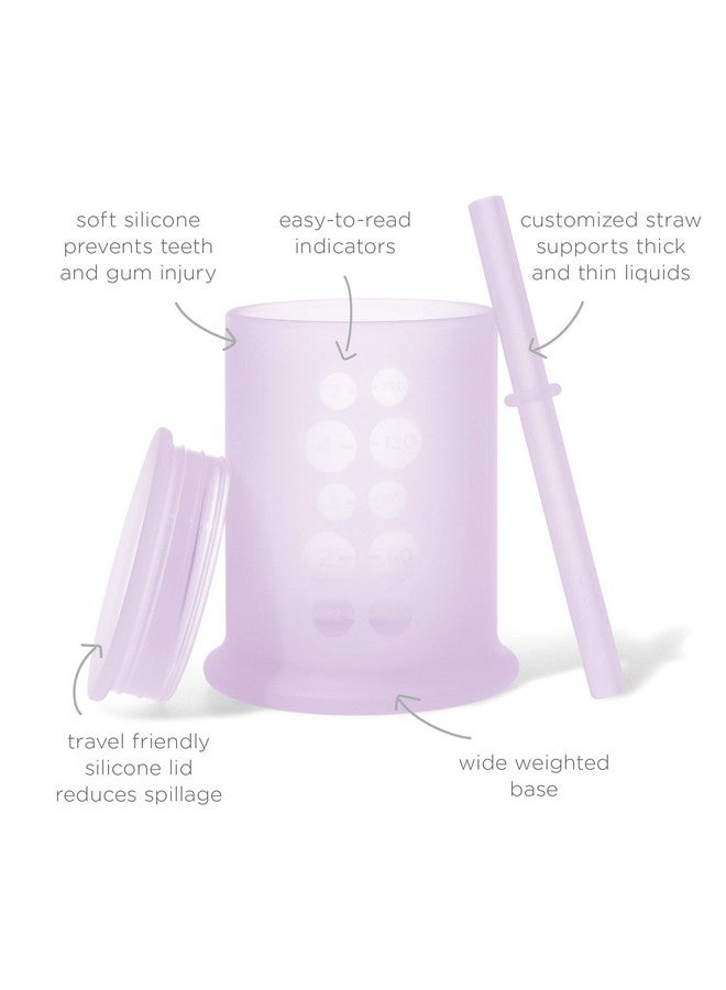 Olababy Silicone Training Cup with Straw Lid | Babies Water Drinking Cup | 6+ Mo Infant To 12-18 Months Toddler | Sippy Cup For Kids & Smoothie Cup | Baby Led Weaning (Lilac, 5 oz) - Image 2