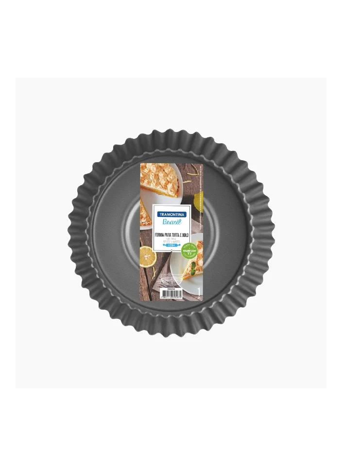 TRAMONTINA Tramontina Brasil 24cm 1.4L Graphite Aluminum Tart Mold with Interior and Exterior Starflon Max PFOA Free Nonstick Coating