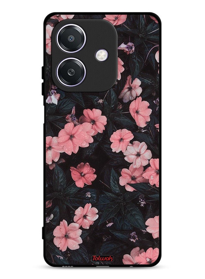 Tolwak Oppo A3x 5G Protective Case Cover Peach Small Roses - Image 1