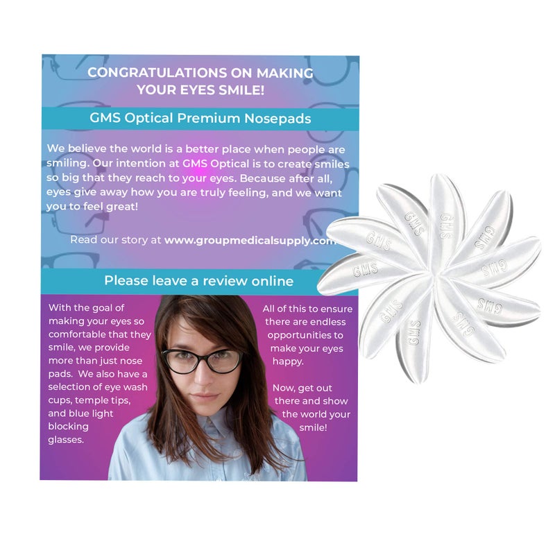 GMS GMS Optical 1.8 Reg Thick / 13mm Short Length - Kids Small Adhesive Anti-Slip Contoured Silicone Eyeglass Nose Pads - Perfect for Kids Glasses and Smaller Frames (13mm x 6.5mm x 1.8mm)(5 Pair)(Clear)  - Image 4