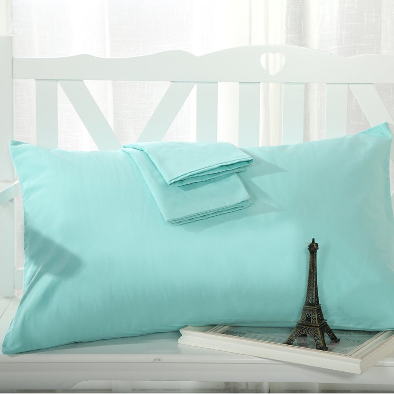 Cotton Pillowcase Simple Solid Color Single Water Blue
