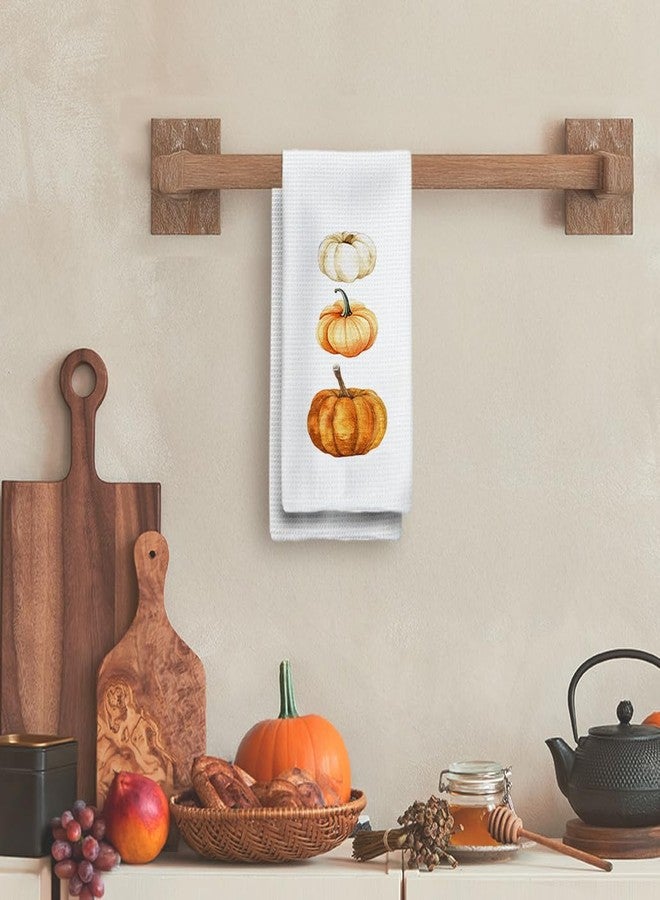 Tzhim Fall Kitchen Towels, Pumpkin Decorative Hand Towels for Bathroom, Vintage Pumpkins Dish Towel Dishcloths Tea Towel for Kitchen Drying, Farmhouse Autumn Decor Bathroom Decor, 16x24in - Image 2