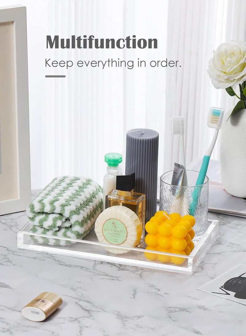 TPGP Vanity Tray 8mm Thicken Clear Acrylic Organizer Tray 10.5 * 6" for Bathroom Sink Countertops, Dresser Tops, Toilet, Perfume, Soap, Rings, Earrings and Necklace Small Decorative Tray for Home  - Image 2