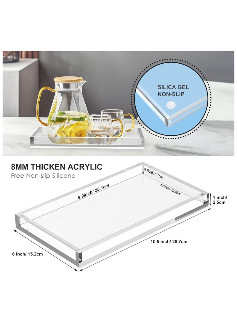 TPGP Vanity Tray 8mm Thicken Clear Acrylic Organizer Tray 10.5 * 6" for Bathroom Sink Countertops, Dresser Tops, Toilet, Perfume, Soap, Rings, Earrings and Necklace Small Decorative Tray for Home  - Image 4