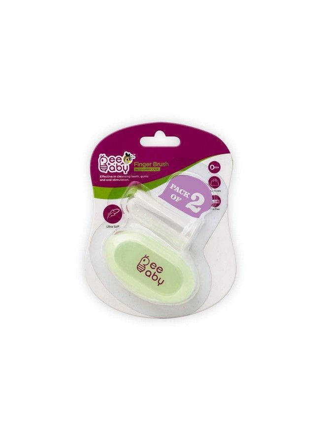 Beebaby Silicone Finger Brush With Carry Case Pack Of 2 For Baby (Green) - Image 1