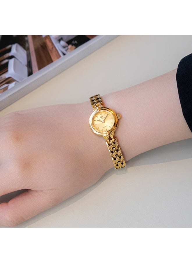 Shanghai Women's Watch, National Series, Vintage Small Gold Watch, Luxury Quartz Ladies Watch, Gift Box With Gold Steel Strap - Image 1