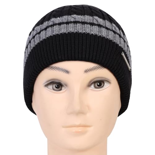Bonjour Unisex Woolen Winter Cap for Men & Women | Thermal Wear Stylish Soft Winter Caps for Boys & Girls | Beanie Cap Black - Image 3