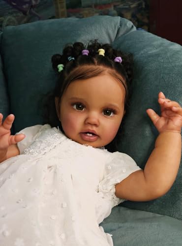 KOKOMANDY Lifelike Reborn Baby Dolls 24 Inch Dark Skin Reborn Toddler Girl Look Real Life Baby Cute Doll with Weighted Doll Mouth Magnetic Pacifier Newborn Toddler Toy Age 810 Girls - Image 1