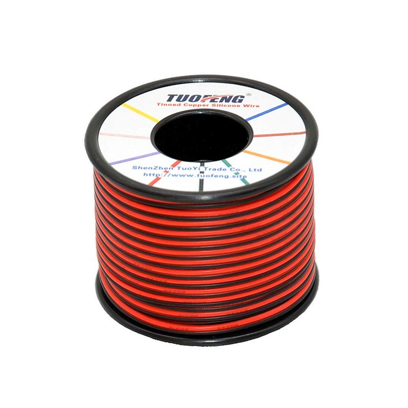 22 Gauge Wire 2 Conductor Parallel Wires 100 ft Silicone Insulated Electrical Wires 22 awg Wire Flexible Silicone Wires of Stranded Tinned Copper Wires Solder Through Quickly