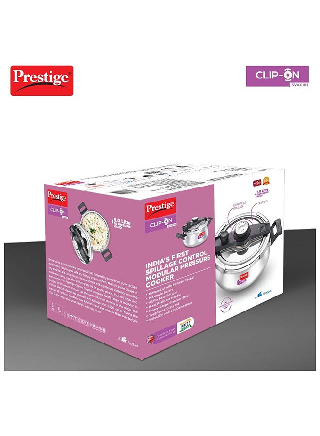 Prestige Svachh Clip-on 5 Litre Stainless Steel Pressure Handi - Image 5