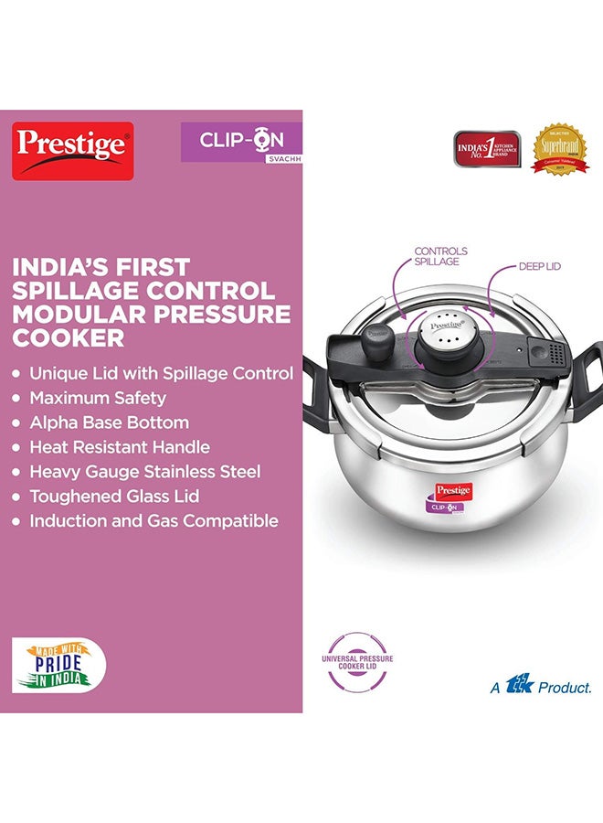 Prestige Svachh Clip-on 5 Litre Stainless Steel Pressure Handi - Image 3