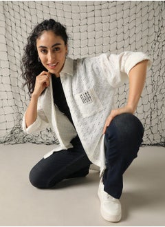 Hubberholme Women's Off White 100% Cotton Embroidered Button Down Shirt  - Image 5