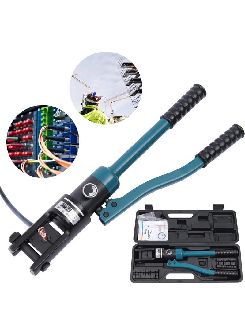 GGOOT 12 Ton Hydraulic Hand Crimper Tool Hydraulic Wire Crimping Tool Cable Wire Crimping Kit Cable Lug Terminal Crimping Tool Hardware Wire Rope Swaging Kit 10 Dies  - Image 3