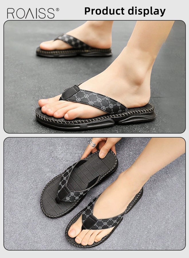 رويس شبشب رجالي كاجوال مفتوح الأصابع، مناسب ومتين للصيف للارتداء اليومي، صندل شاطئ غير قابل للانزلاق ومقاوم للتآكل بنقوش سوداء - Image 4