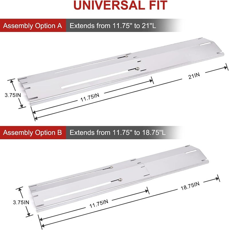 Adviace Universal Grill Heat Plates Heat Tents Heat Shields for Gas Grill, Adjustable Barbecue BBQ Grill Flame Tamers Burner Covers Heat Deflectors, Stainless Steel Gas Grill Replacement Parts, 3-Pack - Image 2