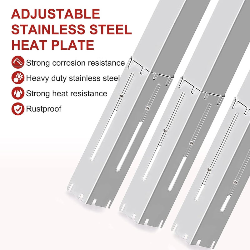 Adviace Universal Grill Heat Plates Heat Tents Heat Shields for Gas Grill, Adjustable Barbecue BBQ Grill Flame Tamers Burner Covers Heat Deflectors, Stainless Steel Gas Grill Replacement Parts, 3-Pack - Image 3