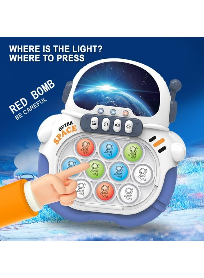 Electronic Quick Push Light Up Pop Game Fidget Toys with Music for Adults and Kids, Handheld Puzzle Game Sensory Toys, Machine Push Pop Bubble Fidget Sensory Toy Birthday Gifts for Boys Girls (Blue) - Image 2